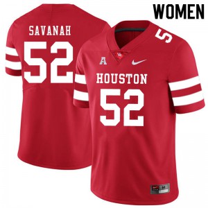 Women Houston Cougars Ken Savanah #52 Red Official Jerseys 372500-292